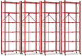 ALANNG 73.6 Inch Folding Bookshelf, 6 Tier Metal Bookcase and Bookshelves | Tall Shelves for Living Room Office Bedroom, Heavy Duty Book Shelve Free Standing Open (Red, 4PACK)