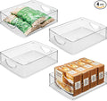 iDesign Plastic Stackable Pantry Bin, Set of 4, Clear | Storage Bin with Handles, For Cabinets or Fridge