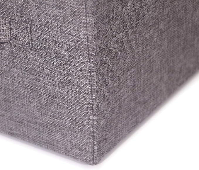 TENABORT Set of 3 Closet Organizer Bins with Handle, Fabric Foldable Storage Baskets Cloth Box Containers for Shelves Home Office Clothes Clothing