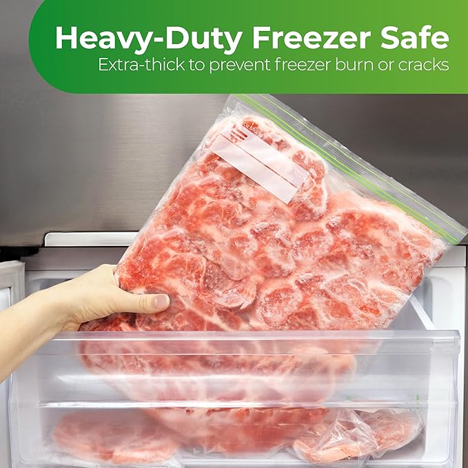 2 Gallon Freezer Bags – 25 Count – Resealable, Double Zipper, Leak Proof, Over 3 Mil Thick 2 Gallon Freezer Bags Heavy Duty