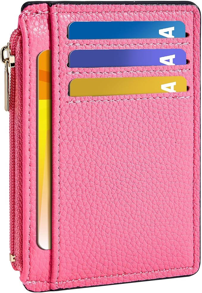 Tipmile Womens Credit Card Holder Wallet, Small Slim RFID Blocking Sleeve | Mini Tiny Cute ID Case, Minimalist Zipper Pocket Wallet, Thin Coin Purse, Mothers Gift
