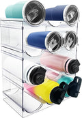 Spaclear 4 Pack Water Bottle Organizer, Stackable Kitchen Pantry Organization and Storage Shelf, Plastic Bottle Holder for Fridge Kitchen Cabinet Organizer and Storage, Tumbler Mug Cup Organizer