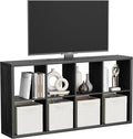 Black 8-Cube Storage Organizer Shelf – Heavy-Duty Engineered Wood, Easy Assembly, 25.12" L x 9.37" W x 48.74" H, for Living Room, Bedroom & Office