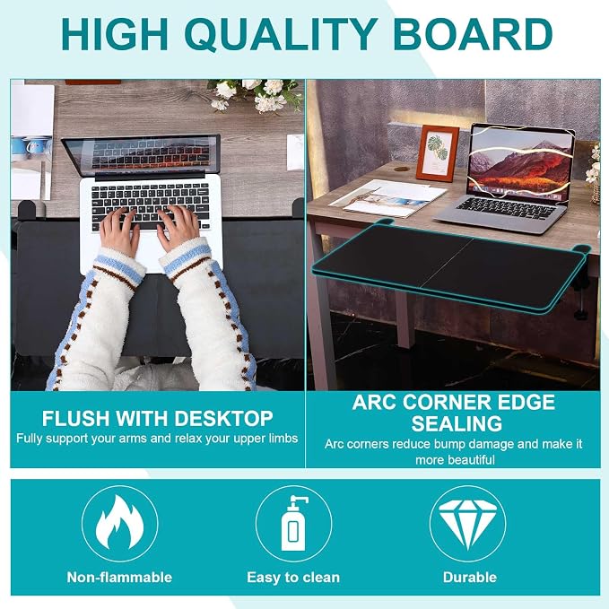 Yaocom Foldable Desk Extender 30 x 12 Inch Keyboard Tray Keyboard Extender for Desk Table Mount Arm Rest Shelf Foldable Drawer Tray for Dorm, Office, Kitchen Bar, RV Countertop, Black