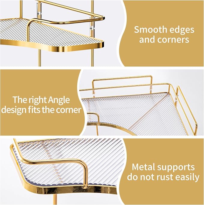 Seoneiro 2 Tier Corner Bathroom Counter Organizer, Cosmetic Skincare Organizer, Bathroom Countertop Perfume Tray Vanity Organizer, Kitchen Spice Corner Storage Shelf