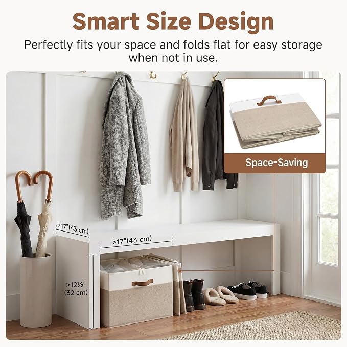 StorageWorks Shoe Organizer for Closet, Brown & White | Foldable, Adjustable Dividers, For Heels & Sneakers, Fits 16-32 Pairs