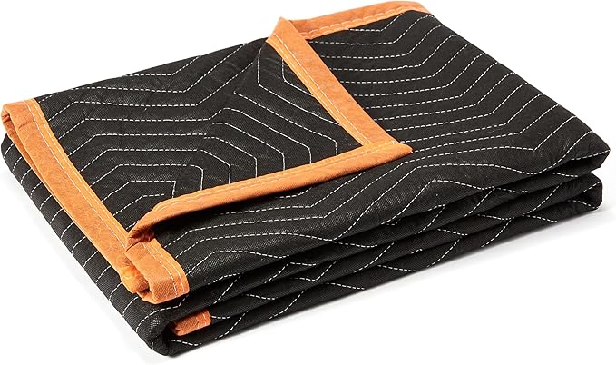 Amazon Basics Reinforced Tear-Resistant Moving Blankets, 72" x 80", Black, 6-Pack