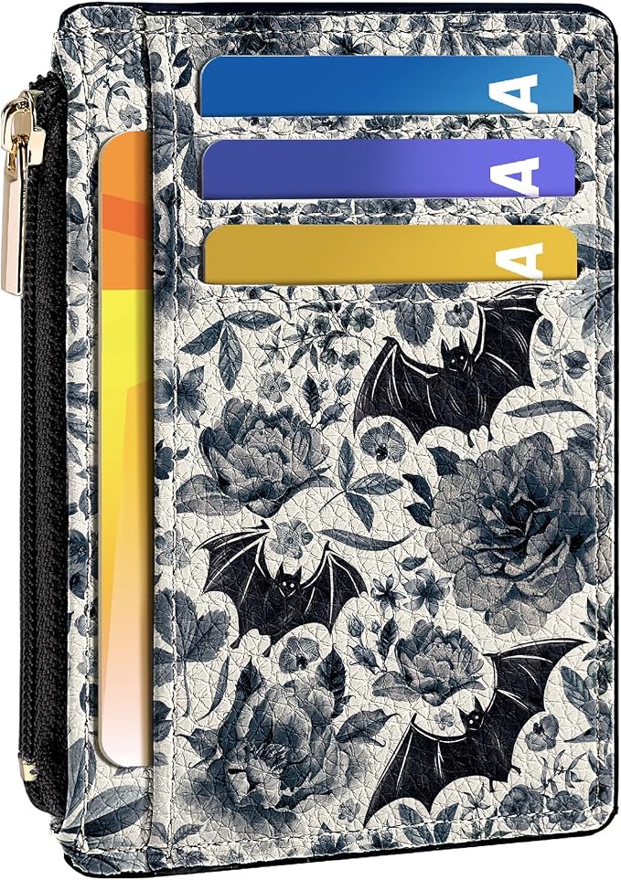 Tipmile Womens Credit Card Holder Wallet, Small Slim RFID Blocking Sleeve | Mini Tiny Cute ID Case, Minimalist Zipper Pocket Wallet, Thin Coin Purse, Mothers Gift