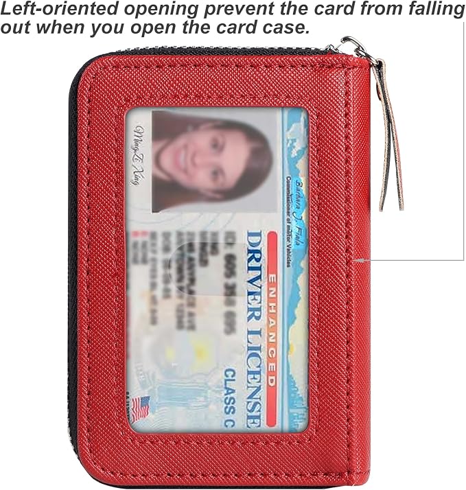 Credit Card Wallet, RFID Card Case Wallet, Zipper Card Cases Holder for Men Women, RFID Blocking, KeyChain Wallet, Compact Size Card Organizer Case for Women
