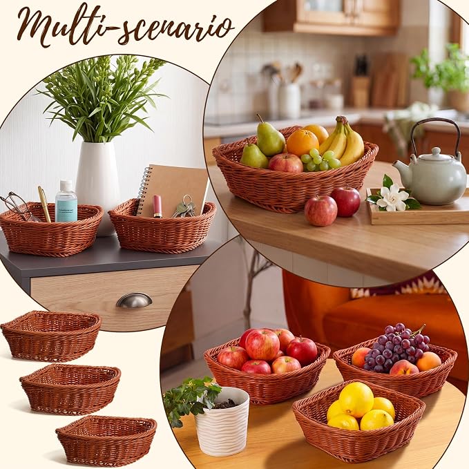 Newtay 3 Pcs Corner Triangle Storage Baskets, Wicker Baskets for Small Cosmetics, Sundries, Snacks, Stackable Hand Woven Corner Cabinet Organizer for Home, Bedroom, Closet, Pantry