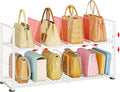 koozuuyk Purse Organizer for Closet-2 Tier Handbag Wire Organizer Rack with 6 Adjustable Shelf Dividers,Handbag Storage Holder for Purses,Totes,Clutches&Chain Bags