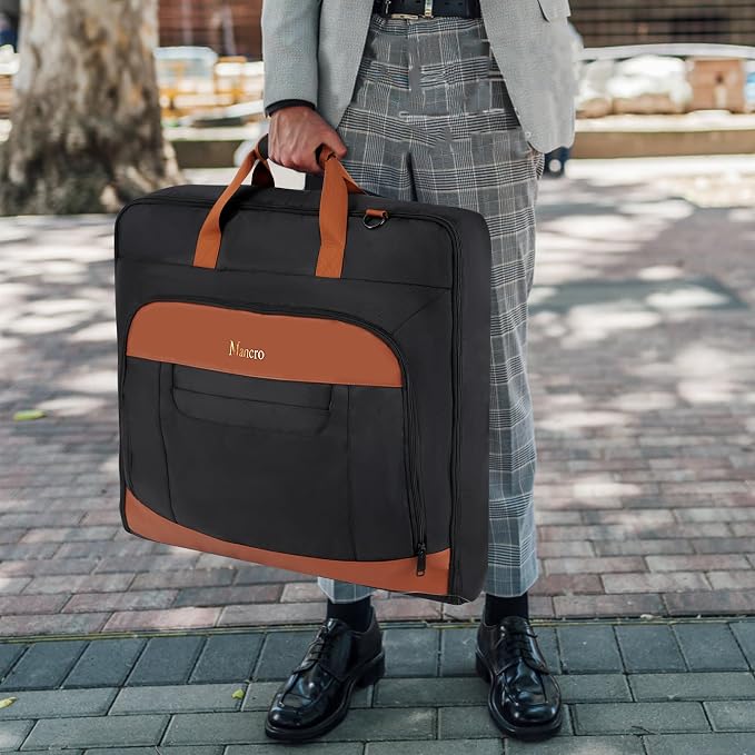 Mancro Carry On Garment Bags for Travel, Convertible Weekender Bag, Brown | Wrinkle-Free, Hanging Travel Suit Bags with Shoulder Strap, Large Waterproof Suitcase Luggage Bag for Men Women