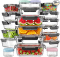 KEMETHY 40 PCS Glass Food Storage Containers with Lids(20 Container & 20 Lid), Borosilicate Glass Meal Prep Containers for Kitchen Storage and Organization, BPA-Free, Leak Proof, Reusable