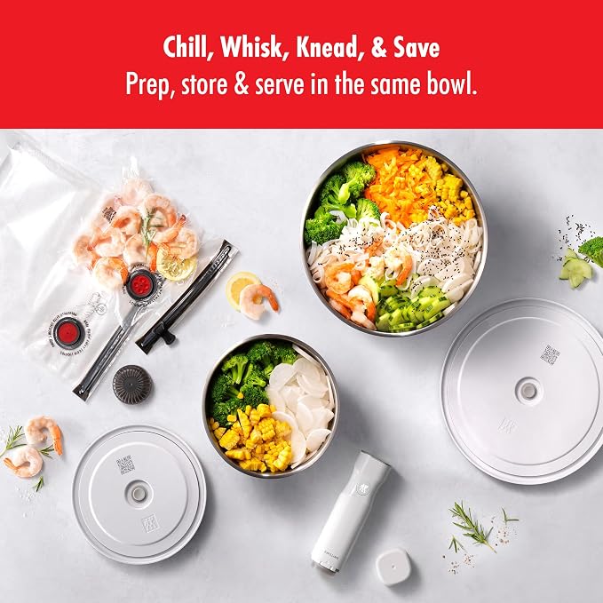 ZWILLING Fresh & Save BOWLS 9-pc Stainless Steel Vacuum Bowl Starter Set, Airtight Food Storage Containers for Meal Prep and Leftovers, Durable, BPA-Free, Stackable