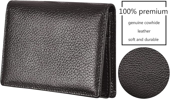 Genuine Leather Business Card Holder Name Card Case Credit Card Wallet with ID Window RFID Blocking (Coffee)