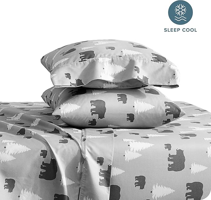 Bare Home Queen - Christmas Sheet Set - Luxury 1800 Ultra - Double Brushed Soft Microfiber - Deep Pockets - Easy Fit - 4 Piece Set - Holiday Bed Sheets (Queen, Kodiak)