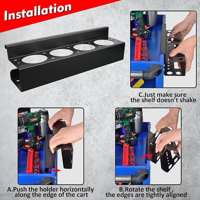 MUTUACTOR Heavy Duty Tools Organizer,Magnetic Mount Power Drill Driver Holder,Anti-slip Strong Magnetic Tools Holder Storage Rack for Impact Drivers Wrench,1PCS,Black