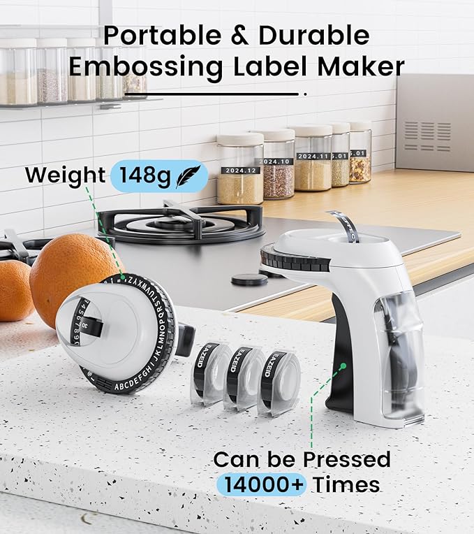 Embossing Label Maker Machine with Tapes, Manual Embossed Label Maker Retro, Vintage Embosser Labeler 3/8 Inch 9mm 3D Waterproof-Labels for Scrapbooking Supplies Kids DIY Craft Home School Use