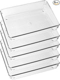 ihomecooker 5 Pack Clear Plastic Drawer Organizer Tray Cutlery Utensil Makeups Drawer Silverware Organizers 6" X 9"