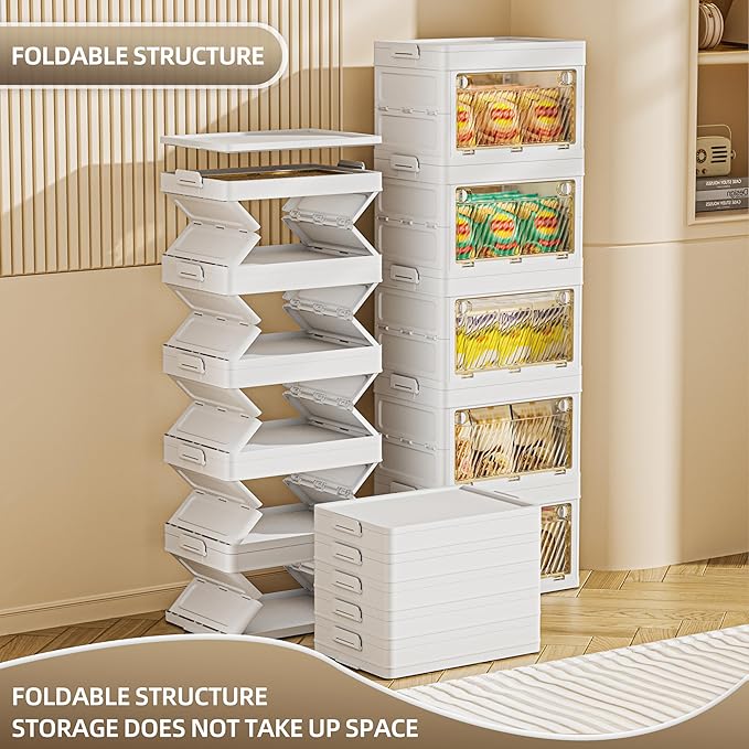 92 QT / 23 Gal Foldable Storage Cabinet - Clear Front & Back Doors with Triple Security Latches, One-Pull Assembly, Grade Organizer for Tools/Toys/Supplies