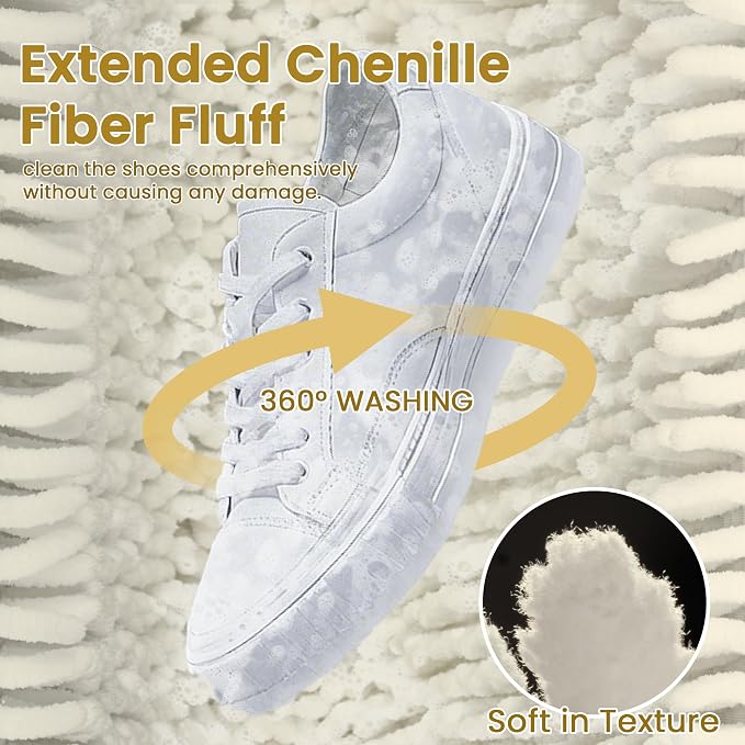 2Pcs Shoe Washing Machine Bag, Sneaker Laundry Bag for Washing Machine, Extra Long and Thick Microfibre Fluff, Reusable for Washer and Dryer (2pcs, Cream white)