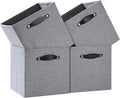 Cube Storage Bins | 13"x15"x13", Dim Gray, 4 Pack | Multi-Size | 2X Thick Support Board | Vegan Leather Handles | 7.7 oz/yd² Fabric | Drawer Insert Basket Fits KALLAX