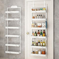 BUKFEN 6-Tier Over the Door Pantry Organizer, 2-in-1 Door Hanging or Wall Mounted Spice Rack, Heavy Duty Metal Storage Shelves with Adjustable Baskets for Kitchen Bathroom Closet, 1 Pack