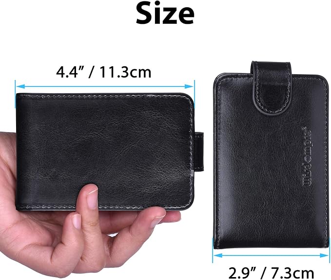 Wisdompro Slim PU Leather Credit Card Holder, Horizontal Black | RFID Blocking Wallet Debit Card Protector, Organizer Case, Card Case, 20 Card & 7 Memory Card Slots, with Magnetic Closure