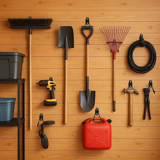 8 Pack Garage Hooks Heavy Duty, Garage Tool Organizer Wall Mount | Utility Organizer, Steel Utility Storage Hooks for Ladders, Garden Tools, Bike, Ropes, Bulk Items