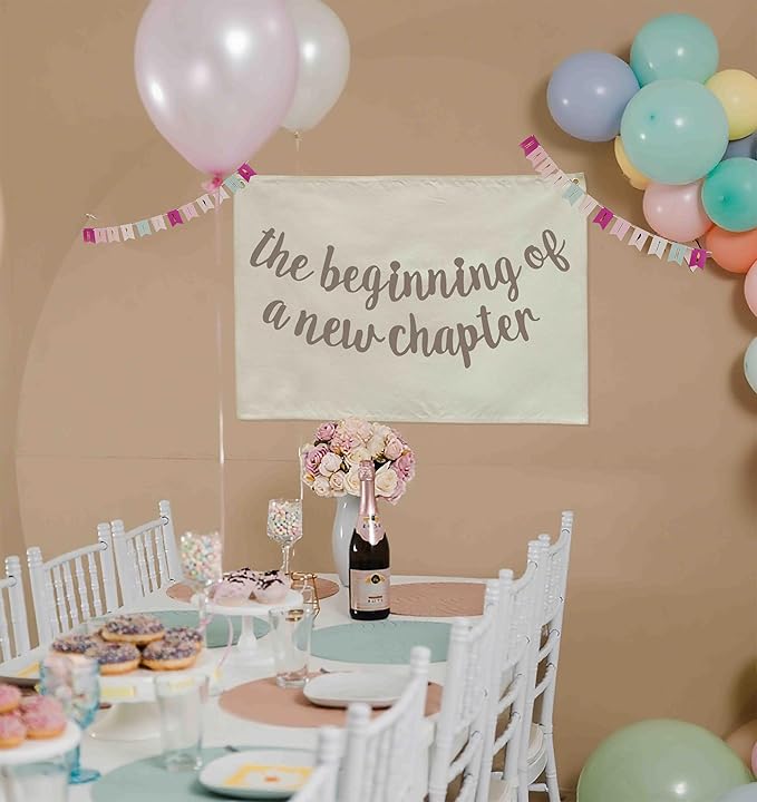 Classroom Wall Decor-Welcome Rectangular Canvas Banner Pennant Poster Wall Sign-Garland for Congratulation Graduation Party Supplies Door Classroom Decor-the Beginning of A New Chapter
