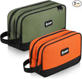 Tool Bag 2-Pack 12" 10", Divider Zipper Pouch, Small Tool Box Organizer | Waterproof, Heavy-duty Oxford, Smooth Zipper, Handle & D-Ring, Storage Case for Car Work Tool. Electrician Gift, Orange/Green