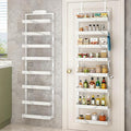 BUKFEN 8-Tier Over the Door Pantry Organizer, 2-in-1 Door Hanging or Wall Mounted Spice Rack, Heavy Duty Metal Storage Shelves with Adjustable Baskets for Kitchen Bathroom Closet