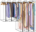 Liuoud Clear Garment Bag for Hanging Clothes 10” Gusseted, 40&60” Suit Bags for Open Closet Storage Plastic Clothes Cover for Coat, Dress, Shirts, Fur, Jacket, Wardrobe Protectors, 6 Pack