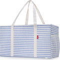 LHZK 2 Pack Extra Large Utility Tote Bag with Metal Wire Frame and the Sides Rinforced, Extra Large Tote Bag with Handle for Pool Beach Laundry Storage (Blue)
