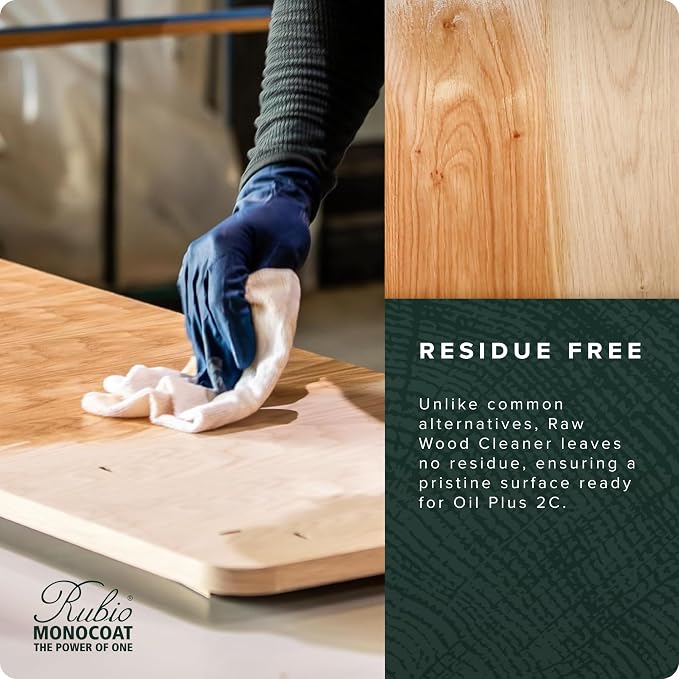 Rubio Monocoat Raw Wood Cleaner, 1,000 ft² | Preparatory Cleaning for Wood Surfaces | Removes Dust After Sanding & Vacuuming | Use Before Finishing with Oil Plus 2C | 1 Liter | 1,000 ft² Coverage, Preparatory Cleaning for Wood Surfaces, Removes Dust Af...