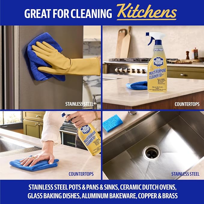 Bar Keepers Friend Soft Cleanser 26 oz + Spray & Foam Multipurpose MORE Spray Cleaner 25.4 oz, Multi Purpose Cleaner Bundle, Removes Grease, Rust Stains, Soap Scum & More in Home & Outdoors