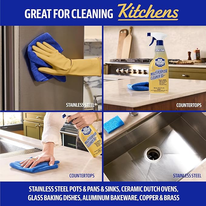 Bar Keepers Friend MORE Spray + Foam Multipurpose Cleaner, 25.4 oz x 2, Surface Cleaner Removes Rust Stains, Mineral Deposits, Soap Scum, Grime & Tarnish