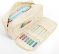 SUNEE Pencil Case, Large Capacity Pencil Pouch, Aesthetic Big Pen Bag 900D Oxford Pen Box for Office Stationery Organizer School Supplies Multifunctional for Teen Boys Girls Women Men, Beige