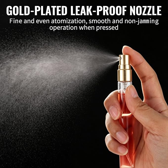 60 Pack Mini Glass Spray Bottles 10ml, Clear Empty Perfume Atomizer with Funnel & Dropper, Fine Mist Refillable Travel Spray Bottle, Small Sample Containers for Essential Oils, Hair & Toner