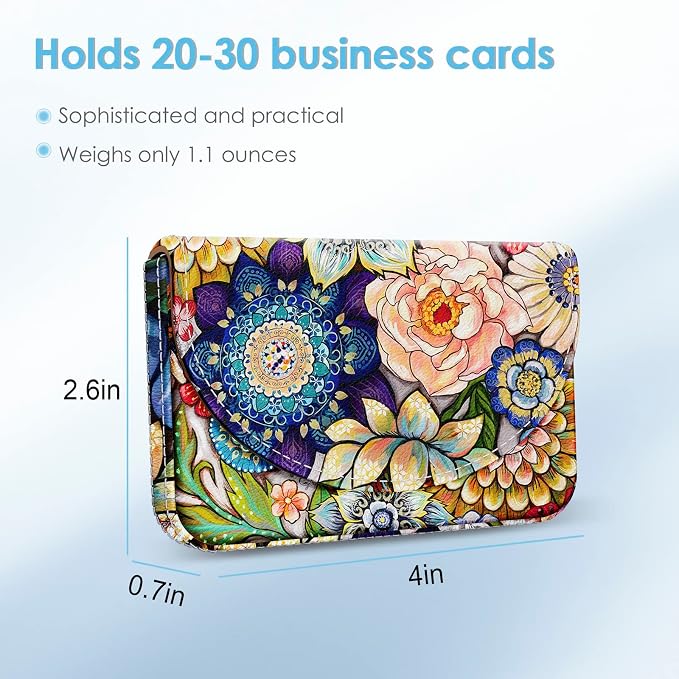 Business Card Holder，PU Leather Business Card Case Color Printing Pattern Card Holder Wallet，Pockets Magnetic Credit Card Holders for Men and Women，Mandarins