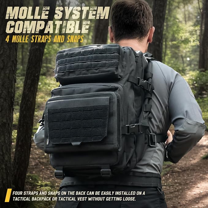WYNEX Tactical Molle Admin Pouch, Laser-Cut, EDC Organizer Tool Pouch | Utility Organizer EDC Medical Bag, EDC Pocket Modular Pouch, Tactical Accessories EDC Pouch, Include U.S Patch