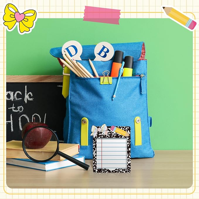 Gueevin Wooden Sticky Note Holder Pencil Composition Book Back to School Teacher Gift Sticky Note Dispenser 3 x 3 Inch for Office Desk Accessories for Classroom, No Pads Included