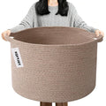 90L Extra Large Blanket Basket,Woven Rope Laundry Basket Hamper with Handles, Decorative Nursery Basket Storage Bin for Toys, Clothes Organizer, Living Room, Bedroom, Bathroom, Brown