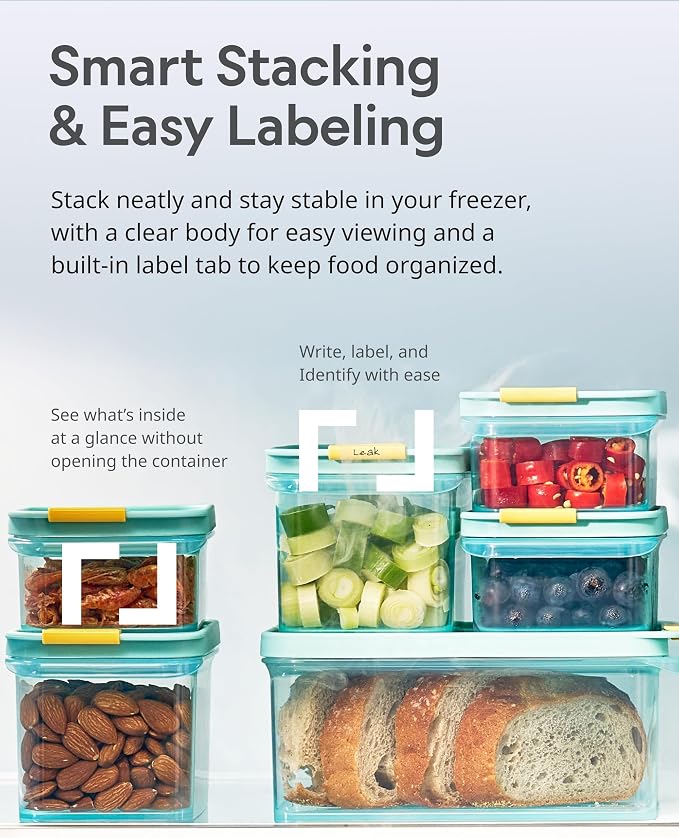 LocknLock Freezer Fit Plastic Freezer Containers | Airtight Stackable Food Storage for Meal Prep | Microwave & Dishwasher Safe | BPA Free Freezer Container with Lid, 750ml
