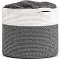Goodpick Woven Blanket Basket Living Room, Toy Bin for Playroom, 45L | 15.8 x 15.8 x 13.8 In Toy Storage Basket for Nursery, Blanket Basket for Living room, Laundry Basket, Gray
