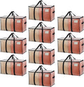 VENO 10 Pack Clear Moving Bags, 90L Extra Large Transparent Storage Totes, Heavy Duty 50lbs Load, Reinforced Handles, Zippers & Tag, See-Through Packing Boxes for Organizing Closet, Bedding, Clothes