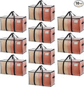 VENO 10 Pack Clear Storage Moving Bags, Heavy Duty Storage Bins with Lid, Around Handles, Tag, Zippers, Extra Large Totes Packing Moving Boxes Supplies for College Dorm Clothes (Transparent)