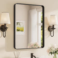 TETOTE Black Framed Bathroom Mirror, 24 x 32 Inch Matte Metal Frame Vanity Mirror, Farmhouse Wall Mounted Rectangle Mirror (Horizontal/Vertical)
