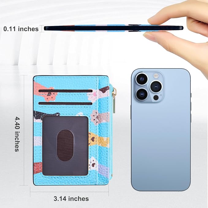 Tipmile Womens Credit Card Holder Wallet, Small Slim RFID Blocking Sleeve | Mini Tiny Cute ID Case, Minimalist Zipper Pocket Wallet, Thin Coin Purse, Mothers Gift