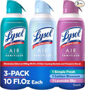 Lysol Air Sanitizer with Bacterial Odor Eliminator for Home & Office, Air Freshener Alternative, Simple Fresh + Cotton Blossom + Lavender Sky, 10 oz (Pack of 3)